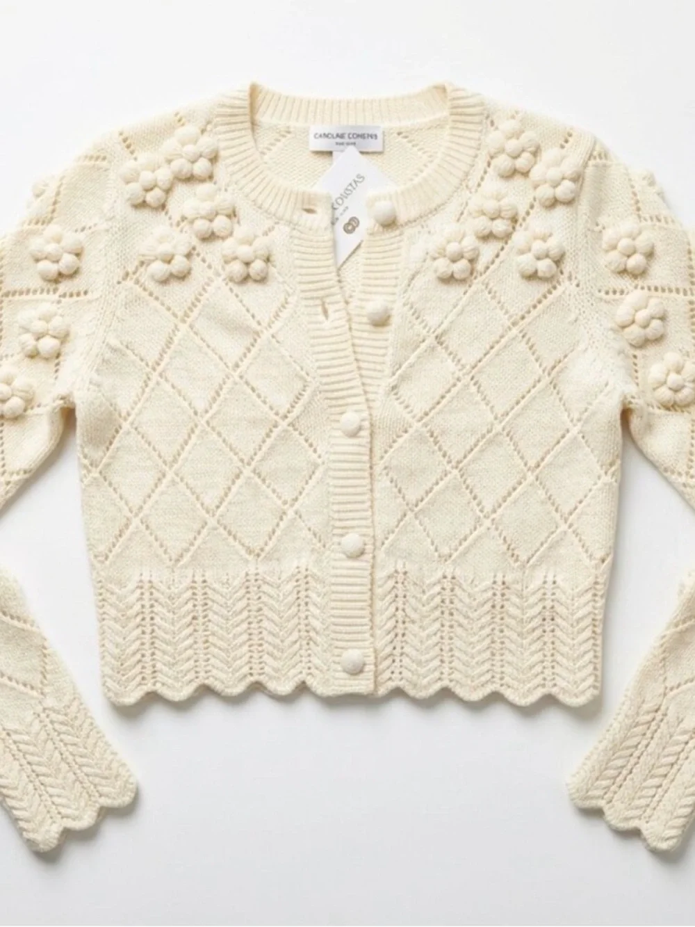 NWT Carolina Constas Cream Bundle Dress Knit Cardigan - Picture 2 of 3